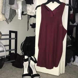 Olivaceous red suede open back tank